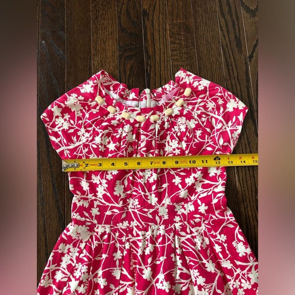 Lilly Pulitzer Girls 5 Hot Pink/White A-Line Jeweled Collar Ruched Lined Dress - Picture 6 of 12
